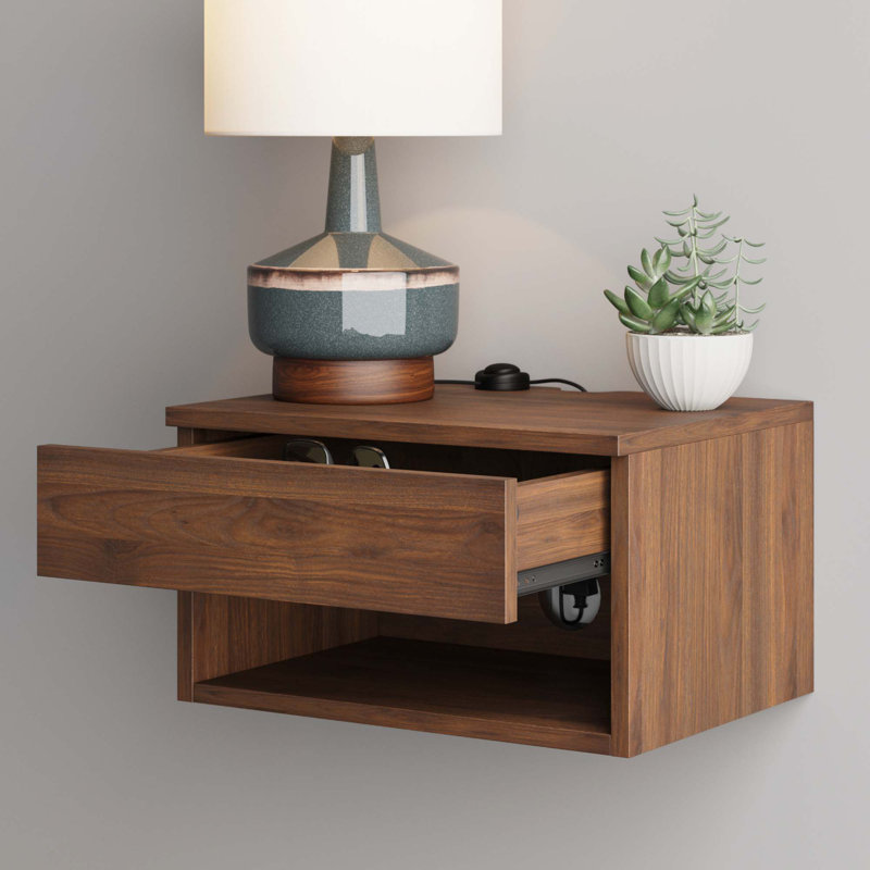 Wade Logan® Arvester Modern Floating Bedroom Nightstand with Storage